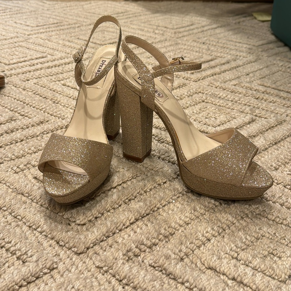 Dyeables Gold Glitter Platform Heels